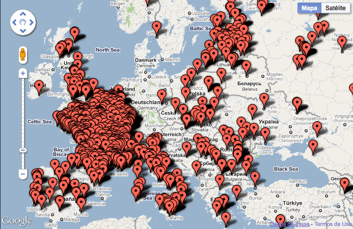 Mapa Noite dos Museus Europa