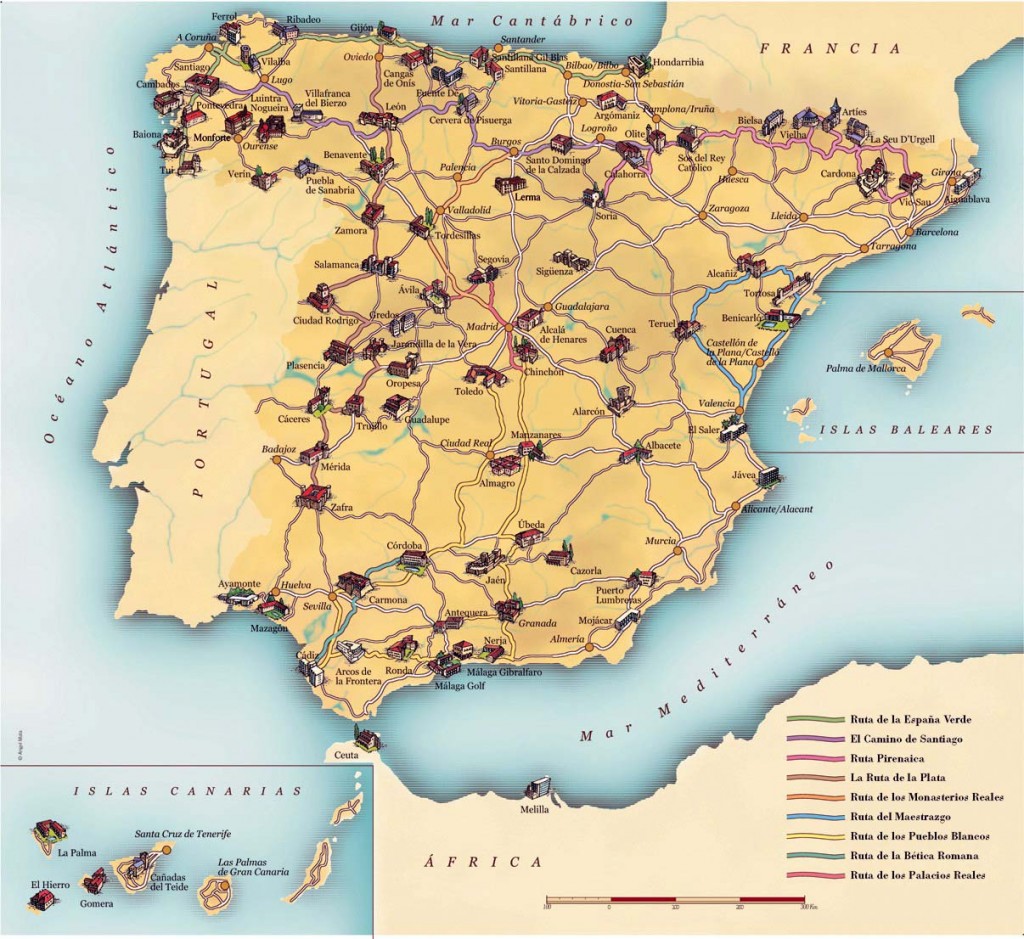 Mapa dos Paradores Espanhóis