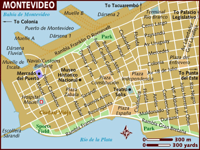Mapa de Montevidéu Mapa centro de Montevidéu