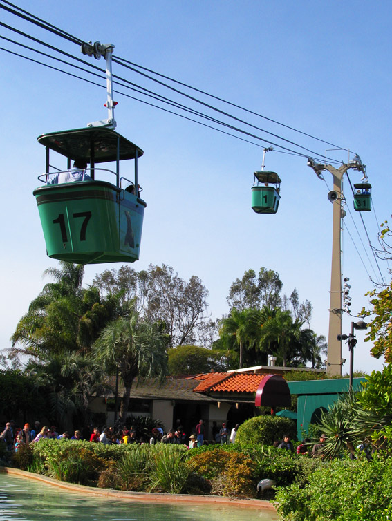 O teleférico no Zoologico de San Diego