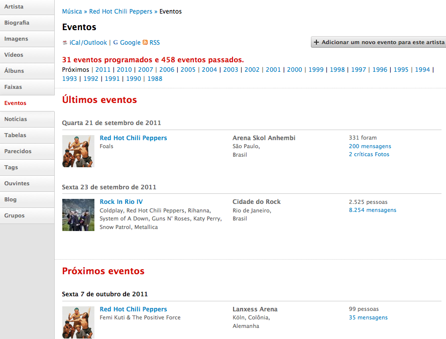 Site de shows Last Fm