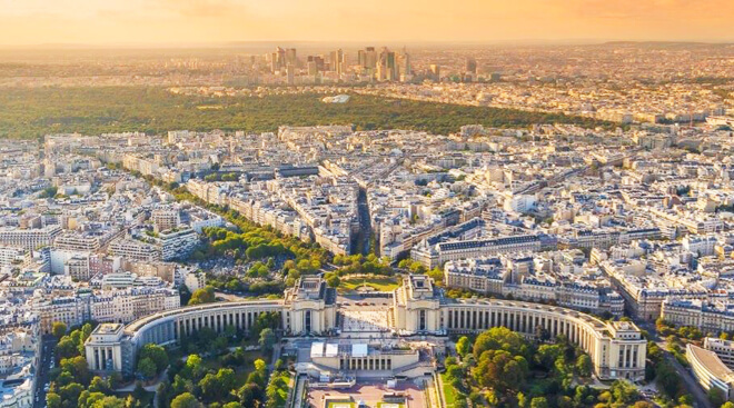 Vista da Torre Eiffel em Paris