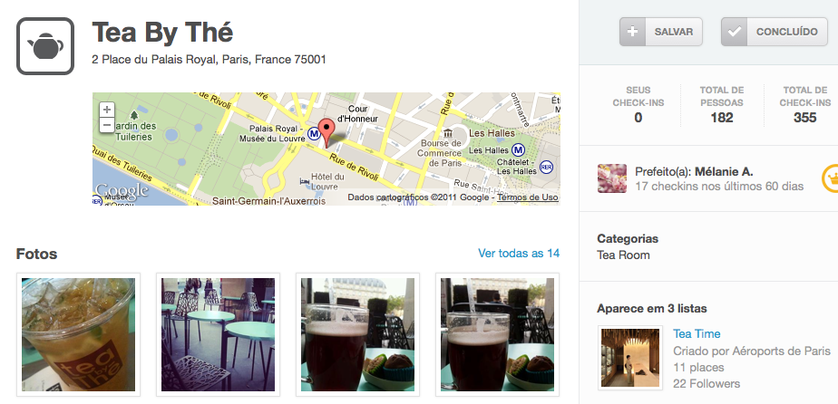 Mais informações sobre os lugares no Foursquare
