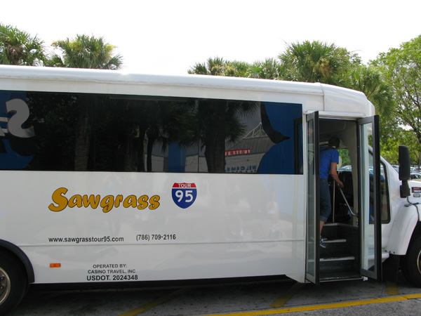 Shuttle até o Sawgrass. Foto: GC/Blog Vambora! 