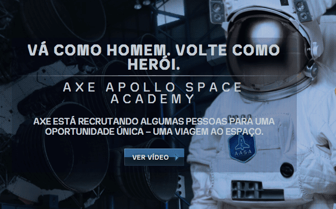 Viagem espacial, promoção AXE