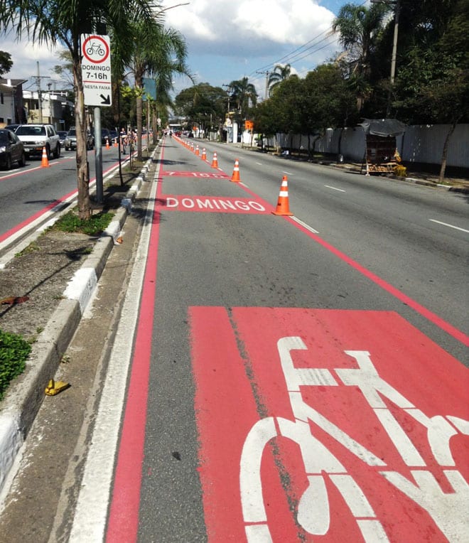 Ciclofaixa em São Paulo