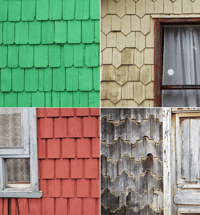 Detalhes casas em Chiloé