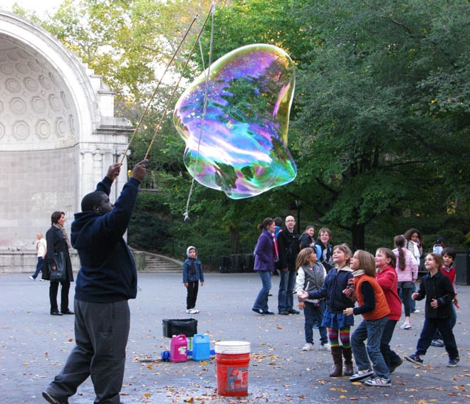 Bolhas de sabão no Central Park