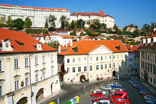 Vista de Malá Strana do hotel Three Stork