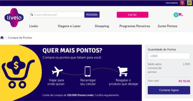 Compra de pontos Livelo