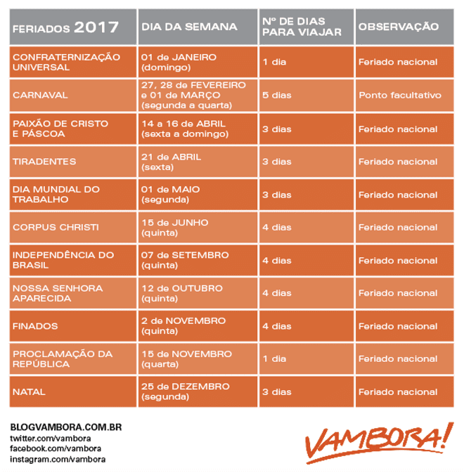 Calendario de Feriados de 2017