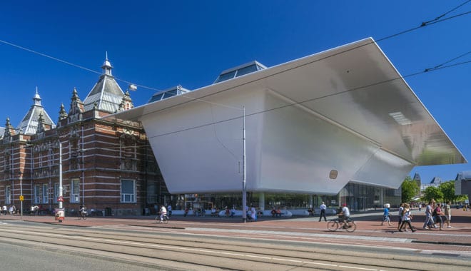 Stedelijk Museum view of the original building (A.W. Weissman, 1895) and new building designed by Benthem Crouwel Architects. Photo John Lewis Marshall._original