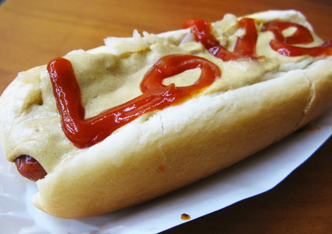 Hot Dog em NY no Papaya Dog. Foto: GC/Blog Vambora!