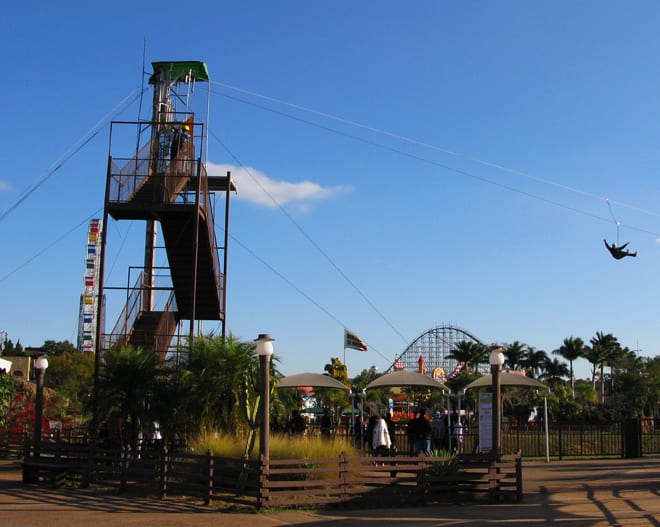 Tirolesa, uma das atrações do Hopi Hari. Foto: GC/Blog Vambora!