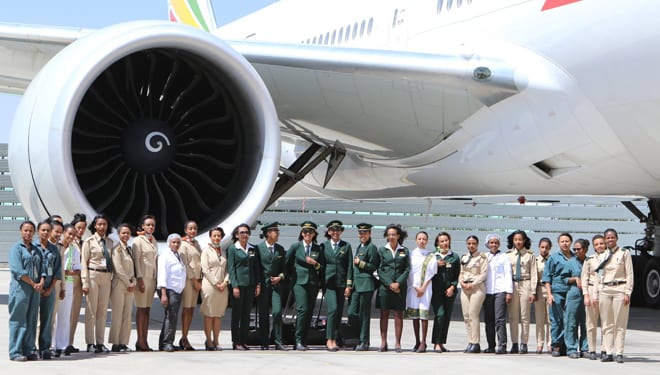 Tripulacao feminina Voo Ethiopian Airlines Buenos Aires