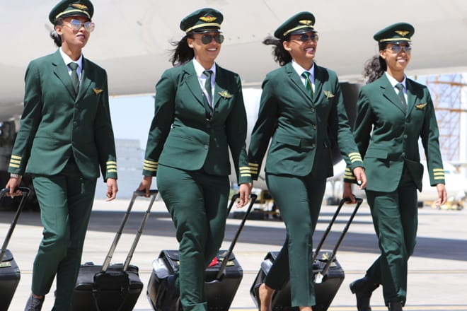 Tripulacao feminina Voo Ethiopian Airlines Buenos Aires