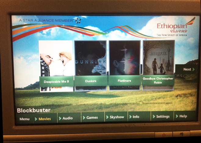 entretenimento ethiopian airlines