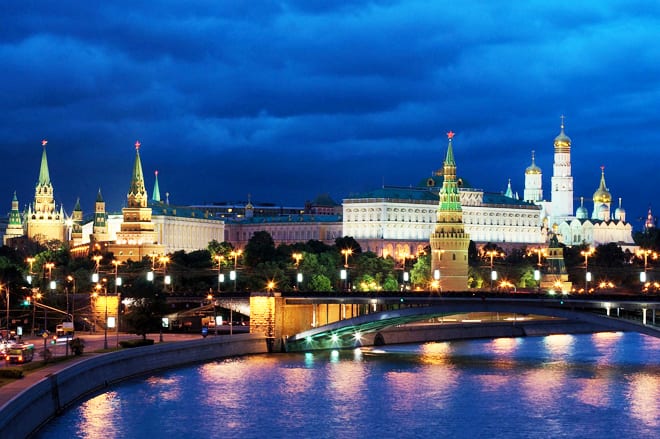 Anoitecer Kremlin em Moscou
