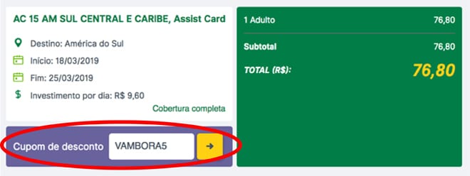 Cupom Vambora seguro viagem Seguros Promo