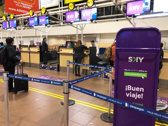 Check in da SKY Airline no Aeroporto de Santiago