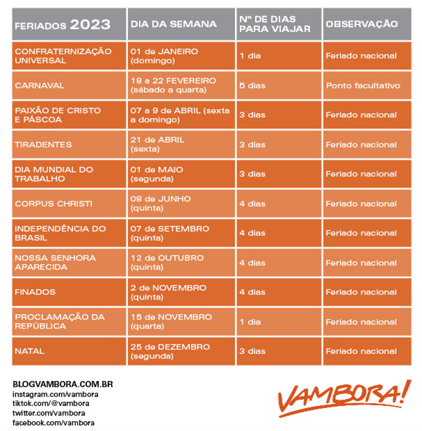 calendario de feriados de 2023