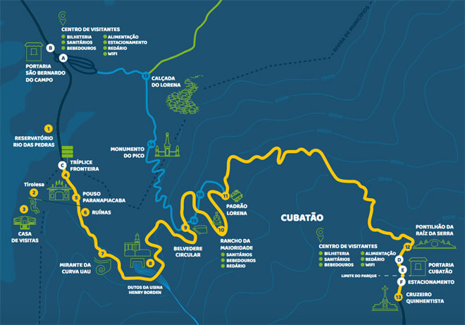 Mapa Parque Caminhos do Mar