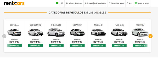 preço aluguel de carro Los Angeles na rentcars