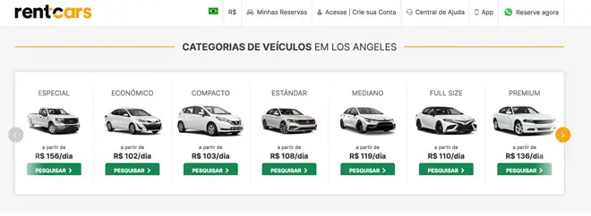preço aluguel de carro Los Angeles na rentcars