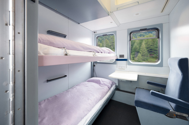 Cabine privativa da European Sleeper. Foto: Omio/Divulgação