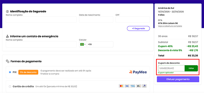 cupom desconto seguro viagem uruguai